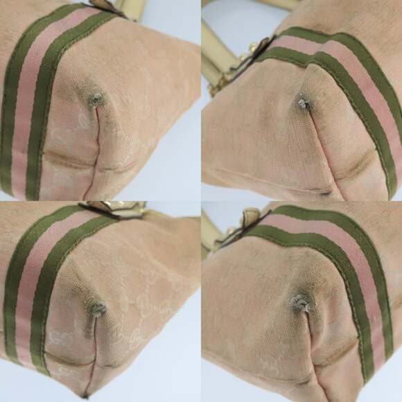 GUCCI GG Canvas Hand Bag Pink Cream Gold - Picture 10 of 12